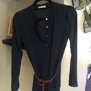 Navy dress with belt